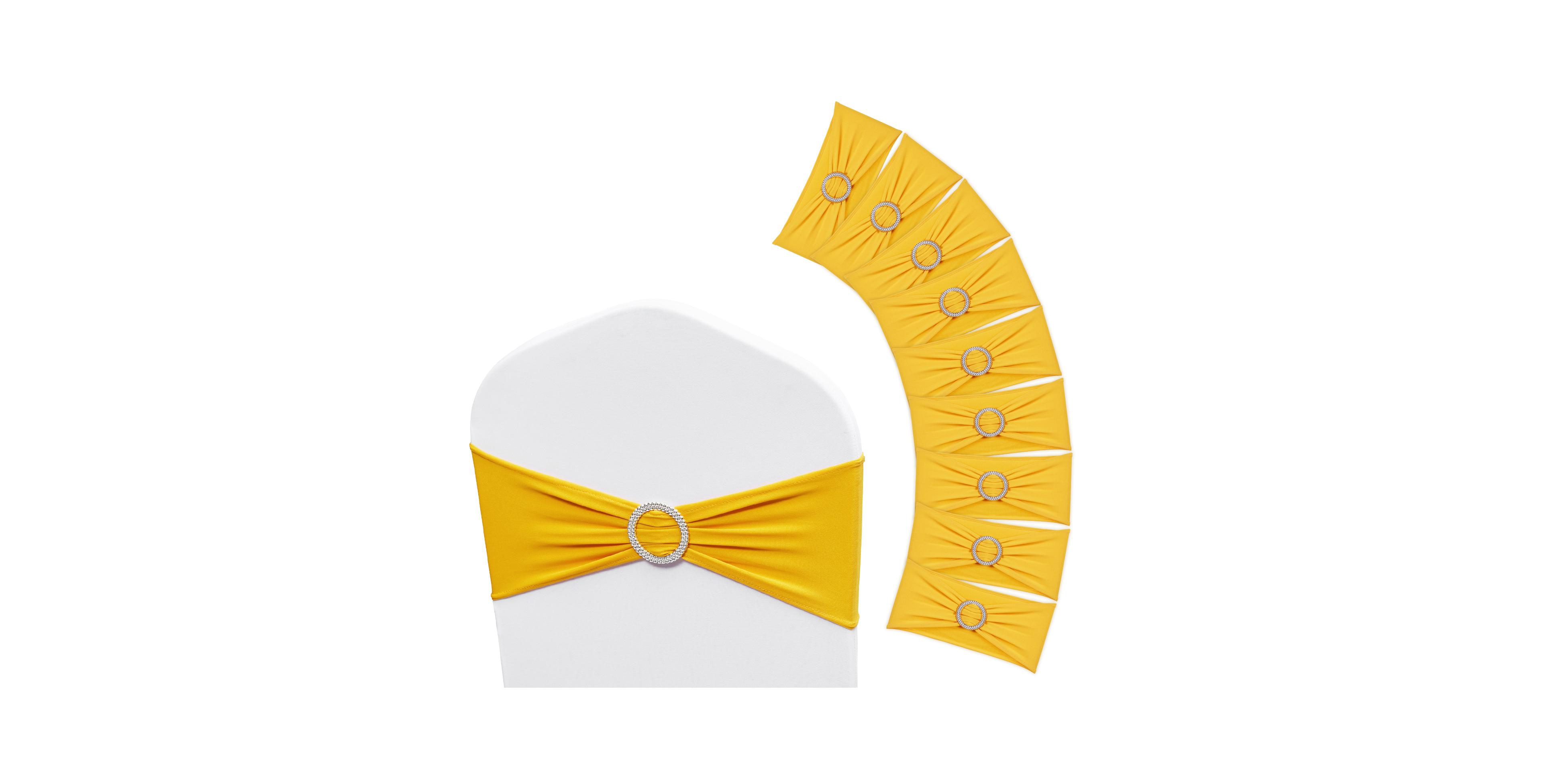 Sugift 50 Pieces Stretch Spandex Chair Sashes with Round Buckle Elastic Chair Bands for Wedding Party