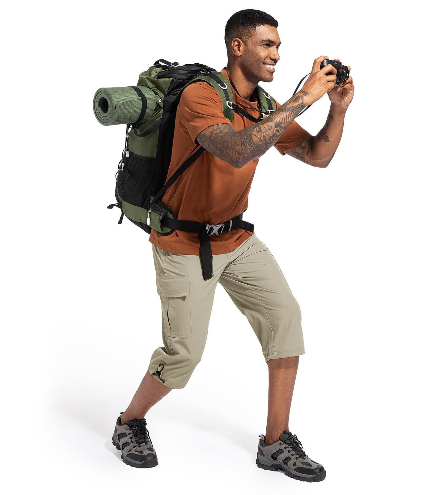 Мужские шорты Piscifun Quick Dry Capri Cargo Shorts 5 Pockets Hiking Fishing Athletic Wear, цвет: Зелёный, вариант 1 — фото 4