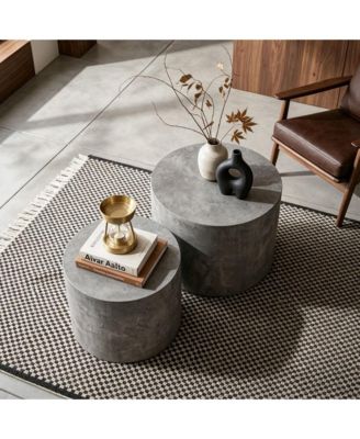 Set of 2 Faux Concrete Nesting Coffee Tables
