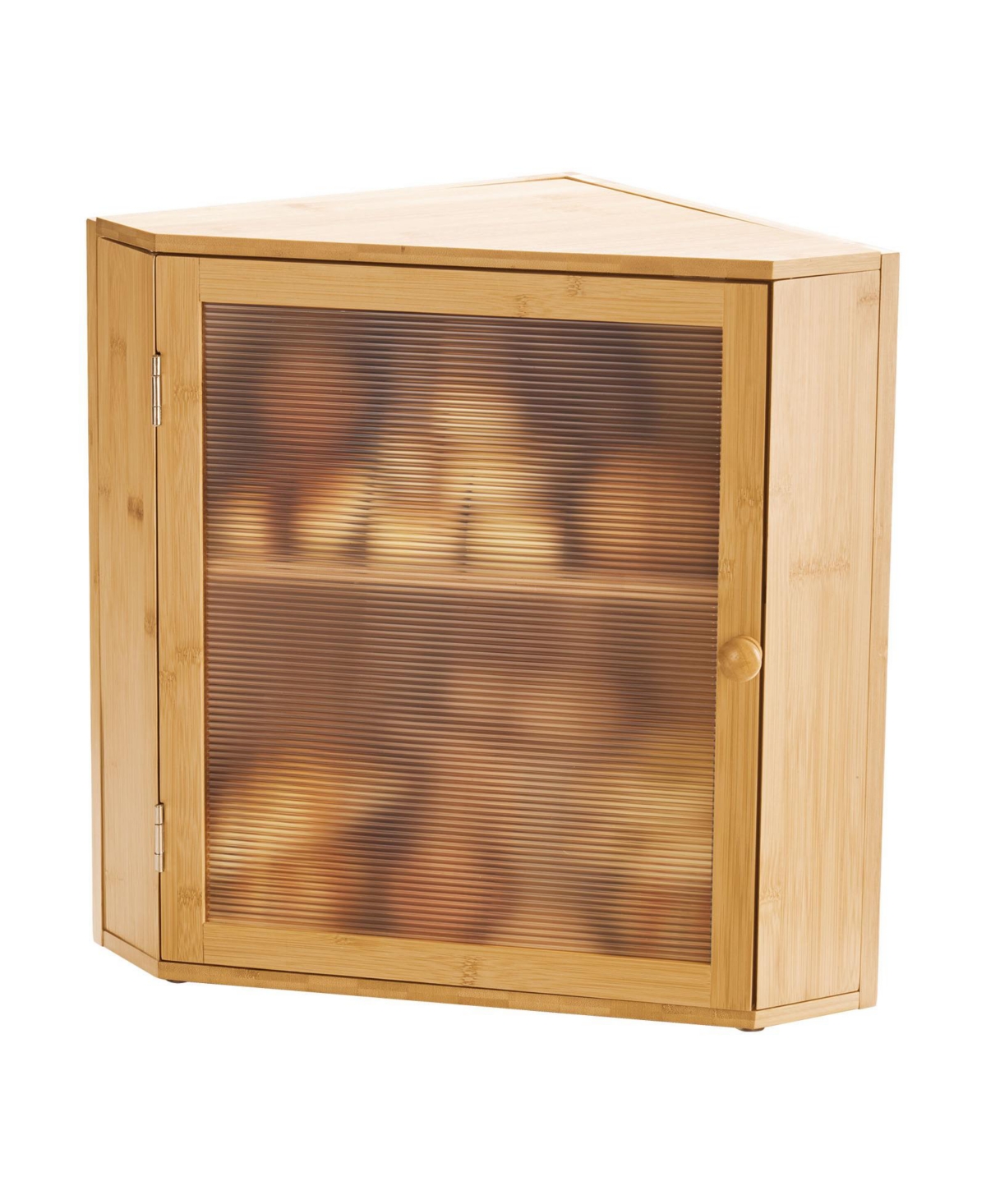 Sugift Double Layer Bamboo Corner Bread Box 12.6x12.6x16.73in with Adjustable Shelf and Acrylic Door