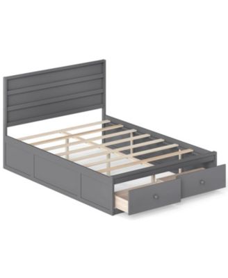 Full Size Wooden Platform Bed Frame with 2 Storage Drawers
