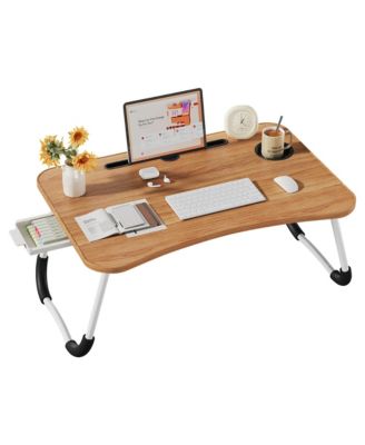 Lap Desk Tray Laptop Breakfast Sofa Cup Holder Drawer Foldable