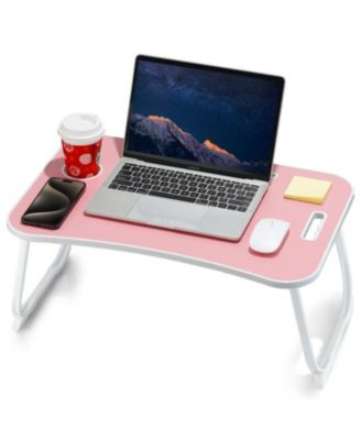 Laptop Bed Desk Foldable Lap Table Cup Holder Tablet Slot Lifting Handle Sofa Couch