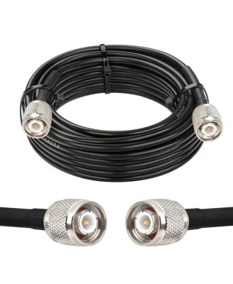 25ft 50 Ohm RG58 Coaxial Cable TNC Male Connectors Low Loss For GPS RTK Wireless Mic