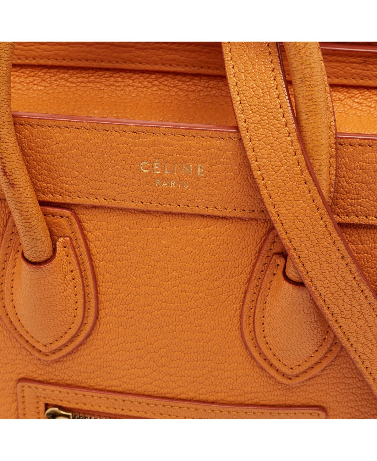 Pre-Owned Celine women's Nano Luggage Tote Grained Leather