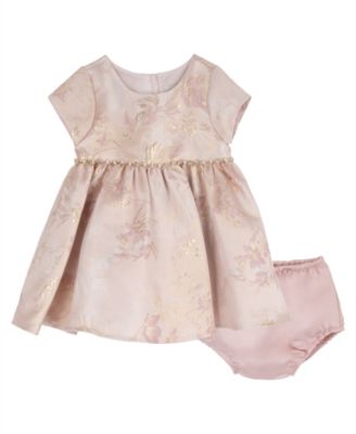 Baby Girls' Embroidered Brocade Dress with Bloomers
