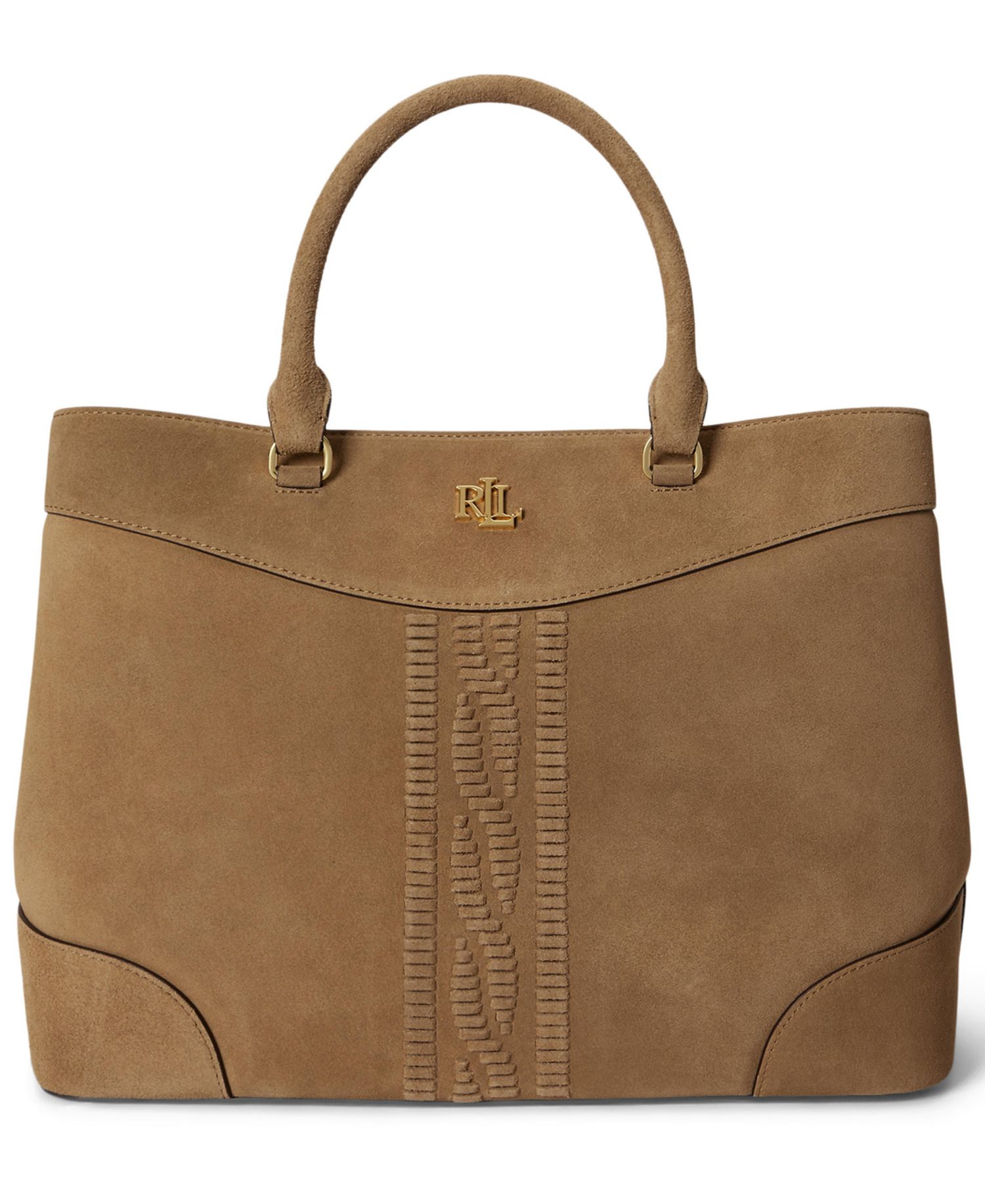 Marcy Suede Cable-Embossed Large Satchel Bag