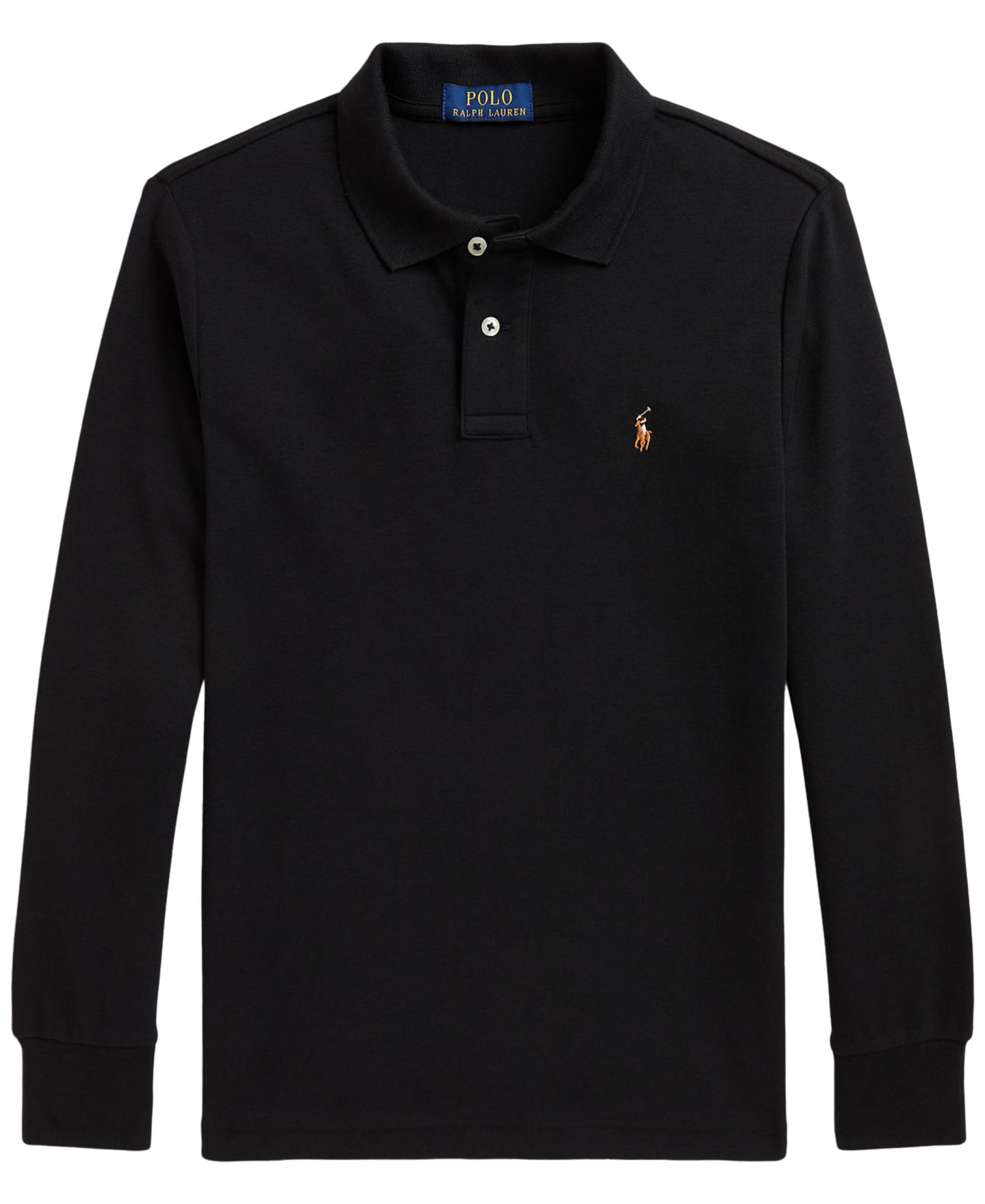 Поло Polo Ralph Lauren Soft Cotton Long-Sleeve Polo для мальчиков, цвет: Чёрный — фото 1