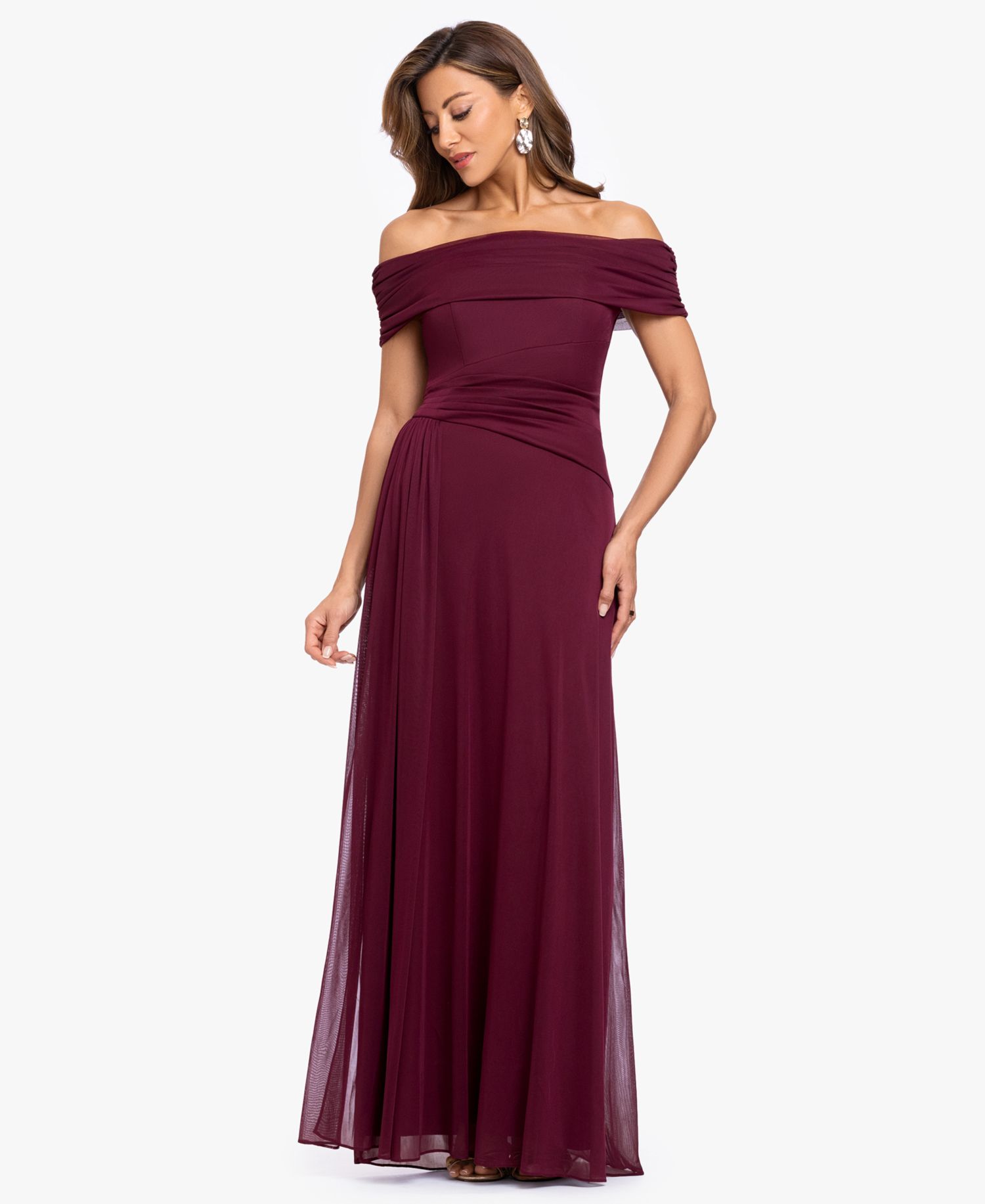 Women's Off-the-Shoulder Ruched Gown