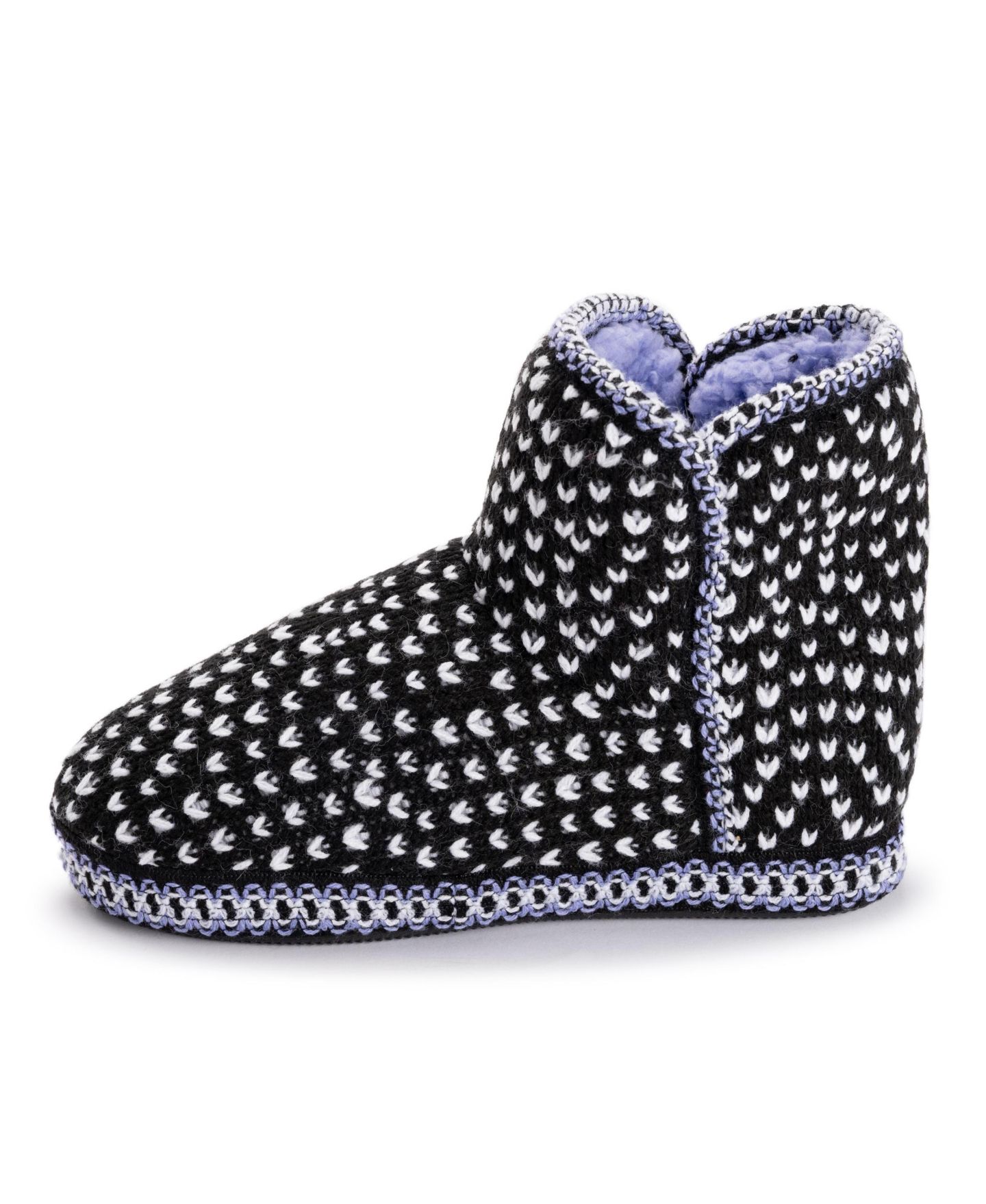 Женские тапочки MUK LUKS Leigh Bootie Slippers, цвет: Чёрный / Белый — фото 6