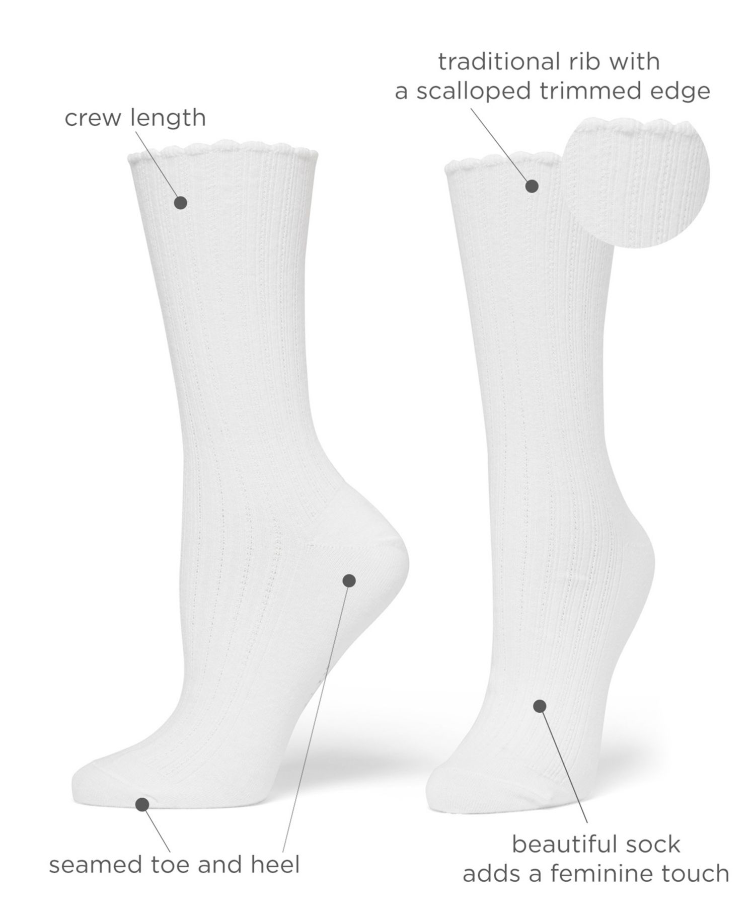 Women's 3-Pk. Scalloped Pointelle Crew Socks