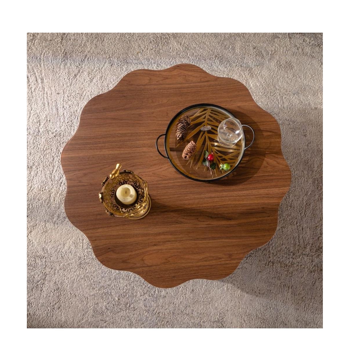 Flynama 31.5 Inch Scalloped Edge Coffee Table