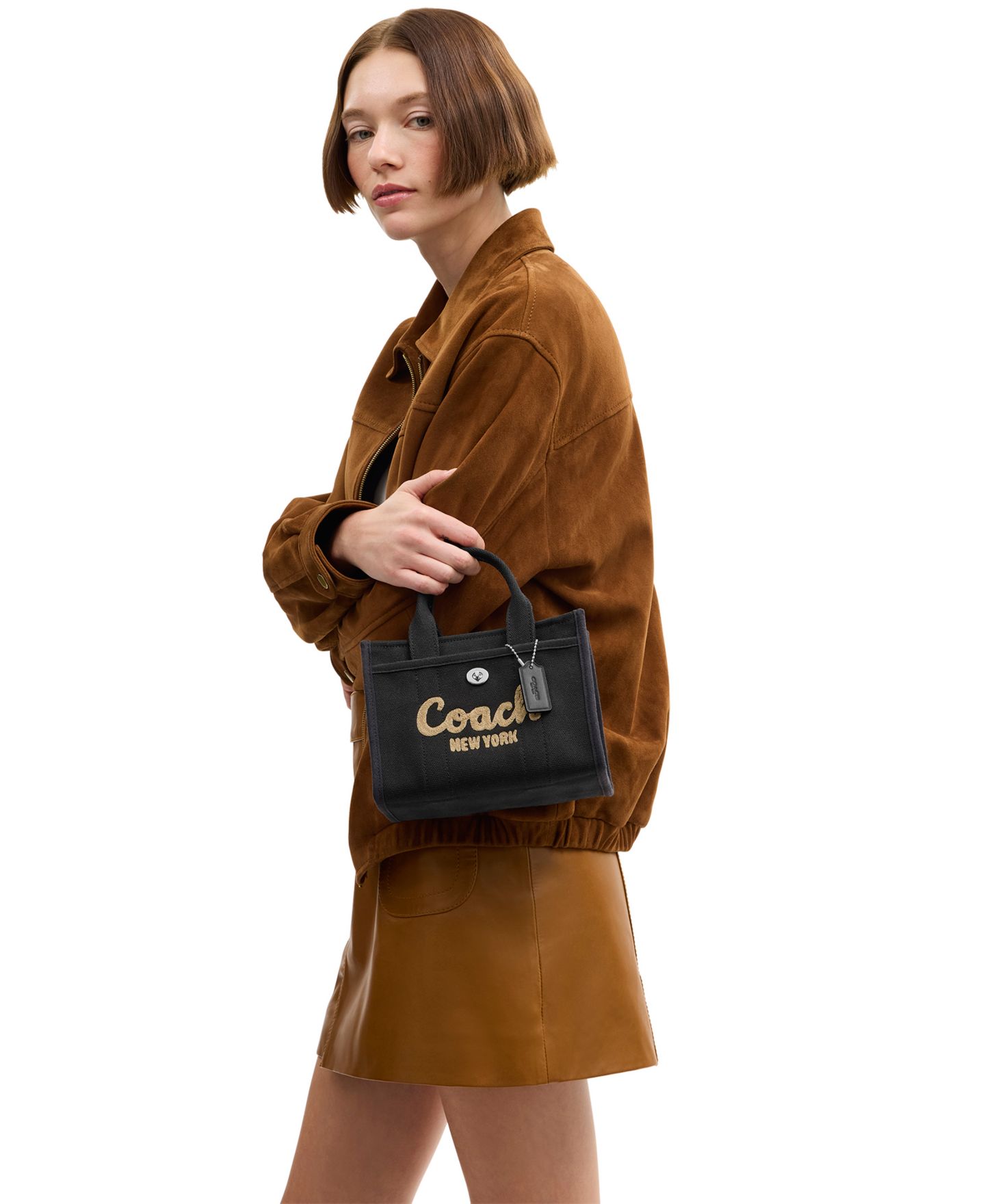 Женская сумка COACH Cargo Mini Canvas 20, цвет: Серебряный / Чёрный — фото 5