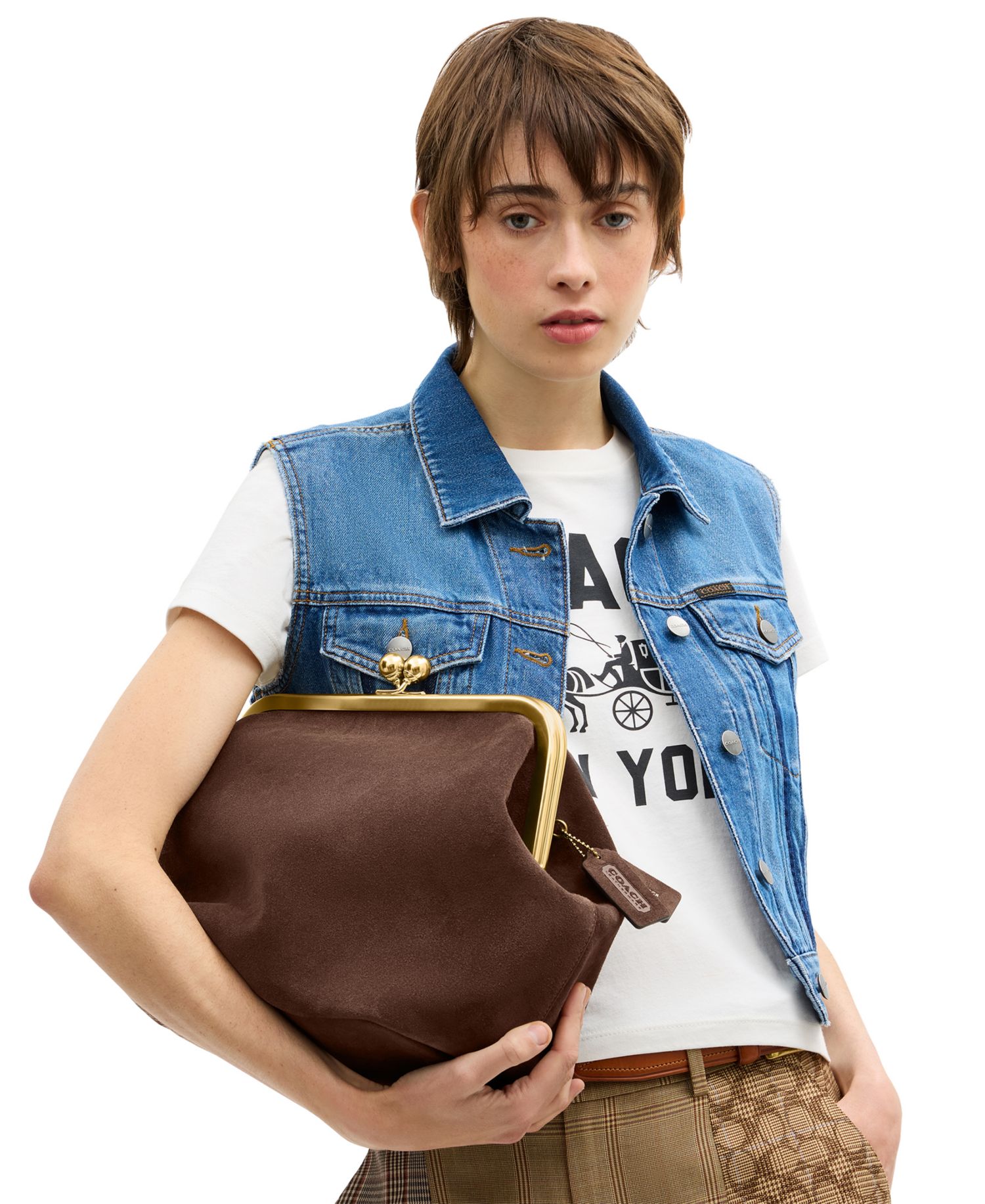 Kisslock Medium Suede Frame Bag 27