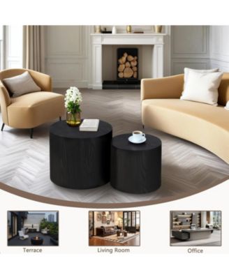 Set of 2 Matte Nesting Coffee Tables with Non-Slip Feet