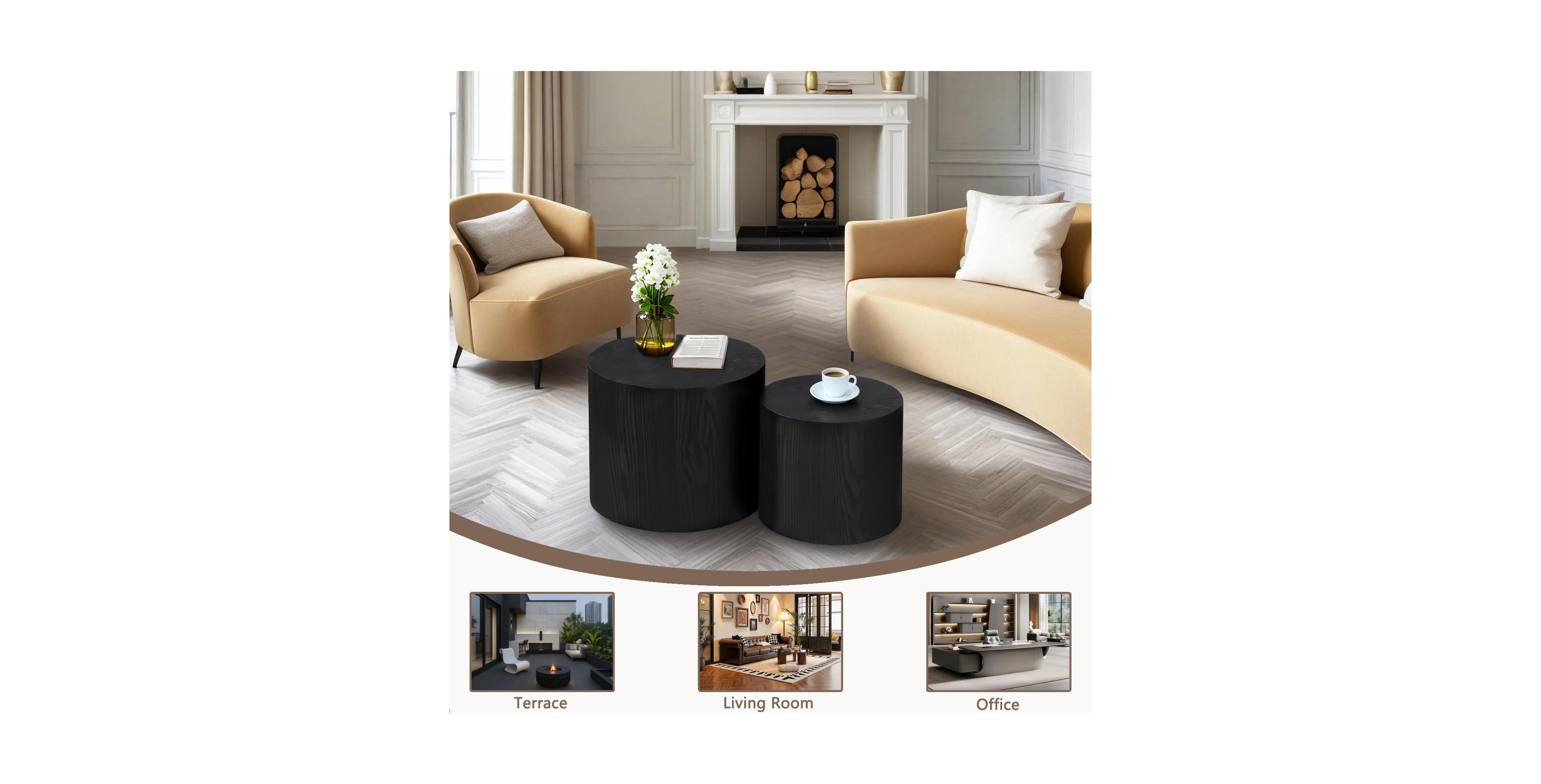 Flynama Set of 2 Matte Nesting Coffee Tables with Non-Slip Feet