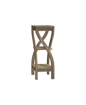 32 Inch 3-Tier Square Accent Table, Taupe Laminate