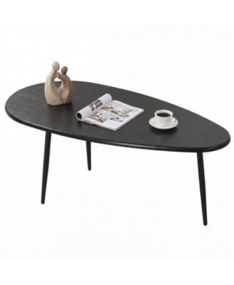 Oval Coffee Table, Mid Century Center Table with Sturdy Metal Construction for Home