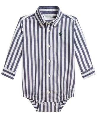 Baby Boys' Striped Cotton Poplin Bodysuit