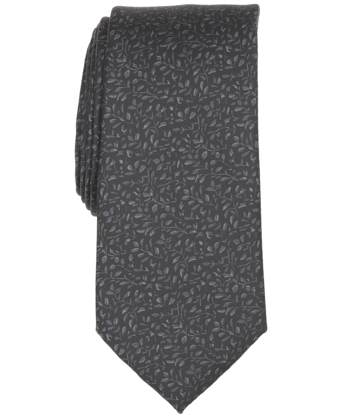 Мужской галстук Perry Ellis Portfolio Portman Floral Print Tie, цвет: Чёрный — фото 1