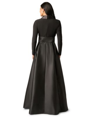macy's black dresses formal Women's Long & Tie Liquid satin dress