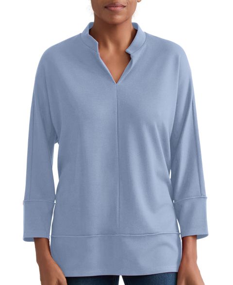 Женский топ Jones New York Petite Johnny Collar, цвет: Синий