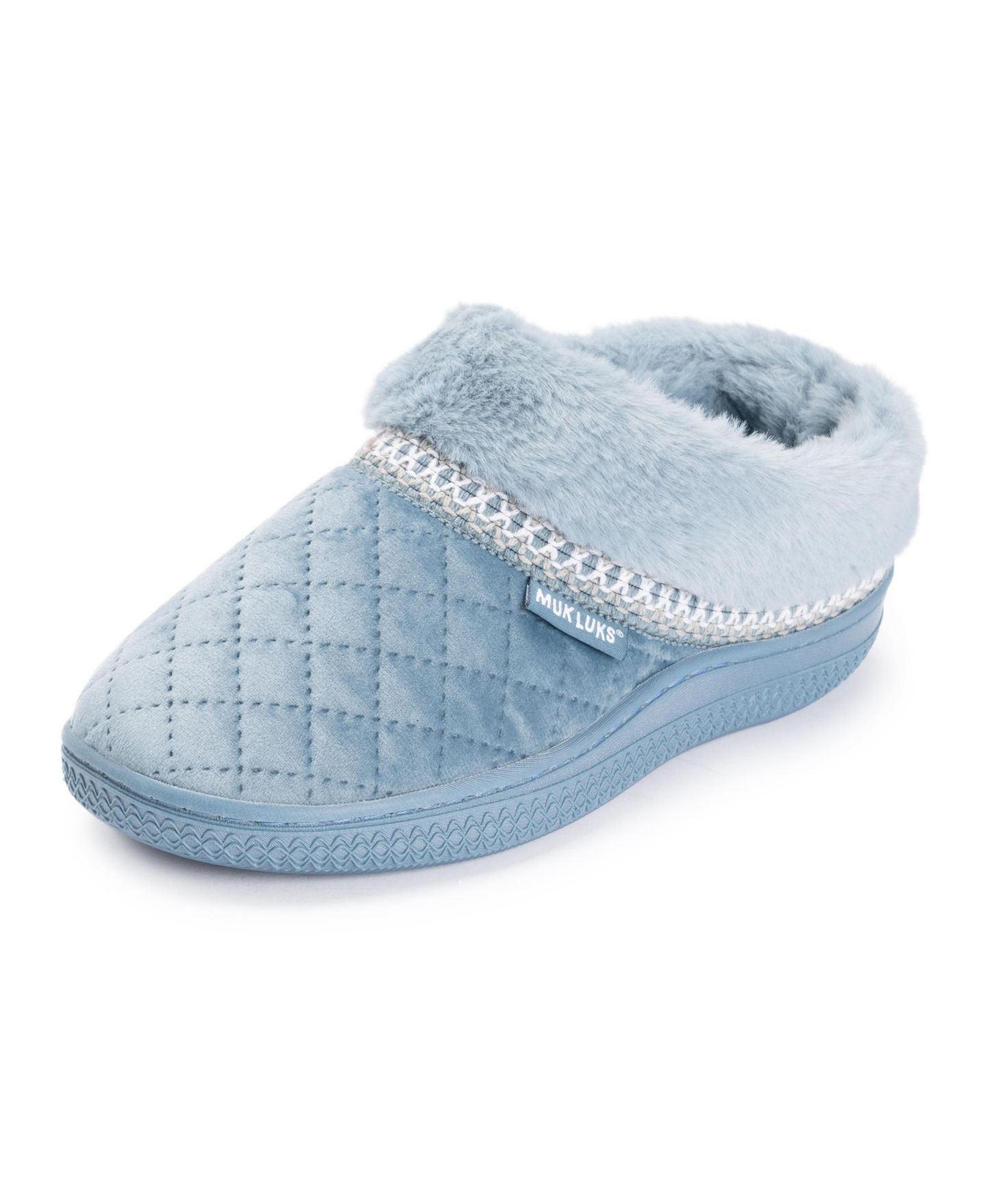 Женские тапочки MUK LUKS Charlee Velvet Clog Slippers, цвет: Синий — фото 2