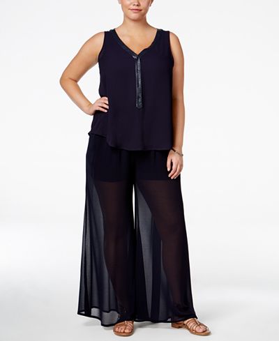 Standards and Practices Trendy Plus Size Top & Sheer Pants