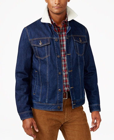 American Rag Men's Denim Trucker Jacket with Sherpa Collar, Only at Macy's