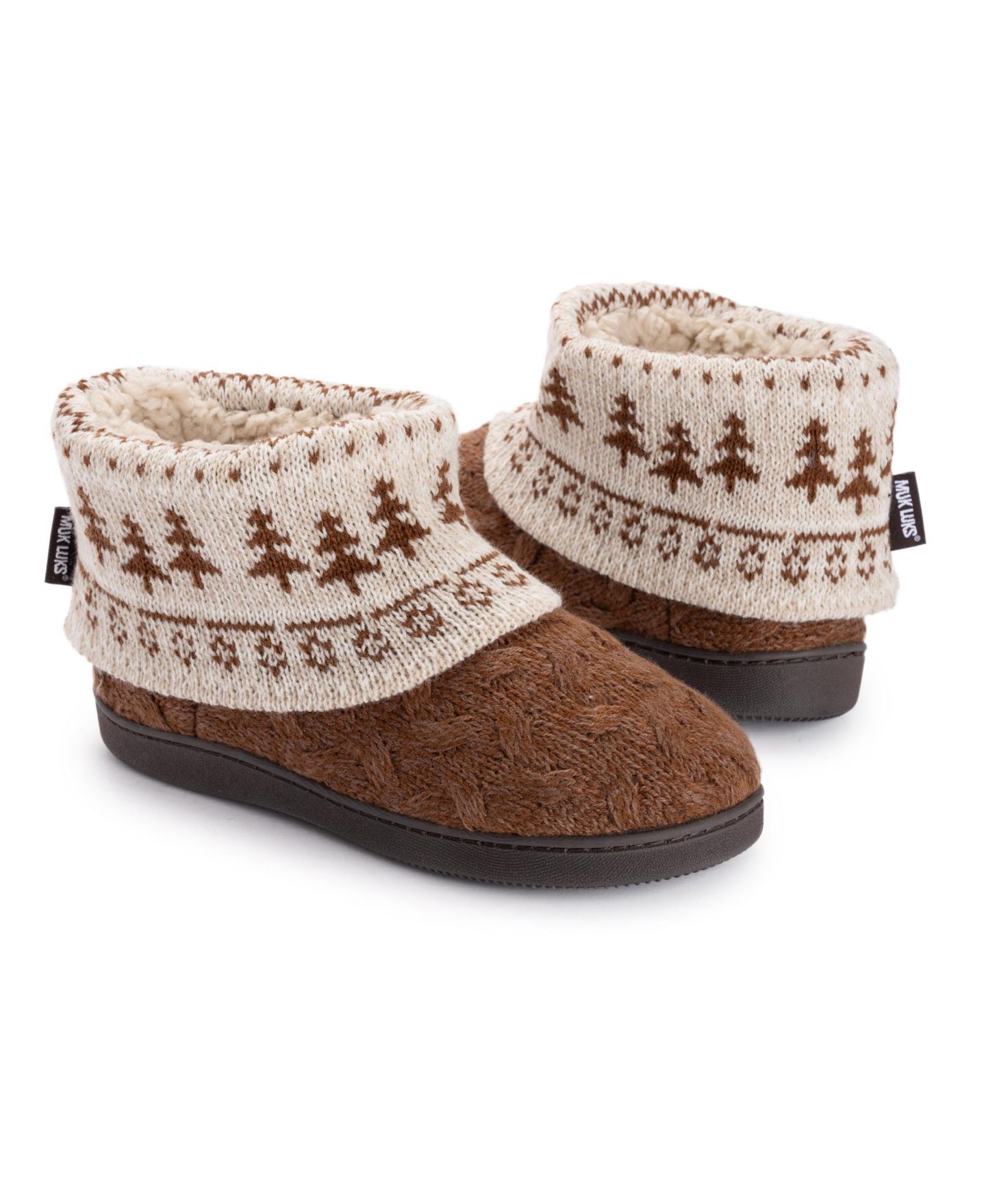 Женские тапочки MUK LUKS Rochelle Bootie Slippers, цвет: Коричневый — фото 9