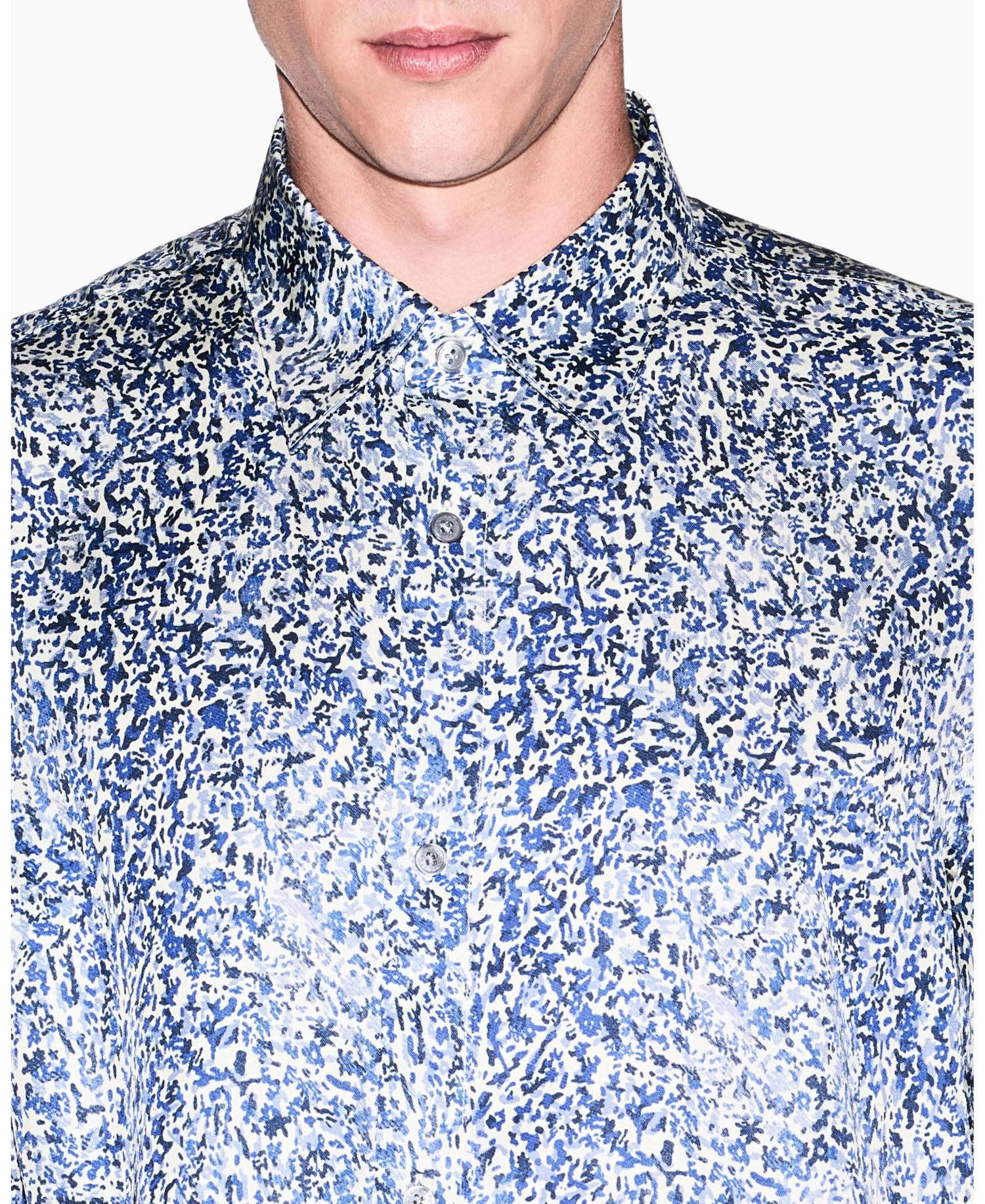 Men's Short Sleeve All-Over Logo Woven Button-Down Shirt