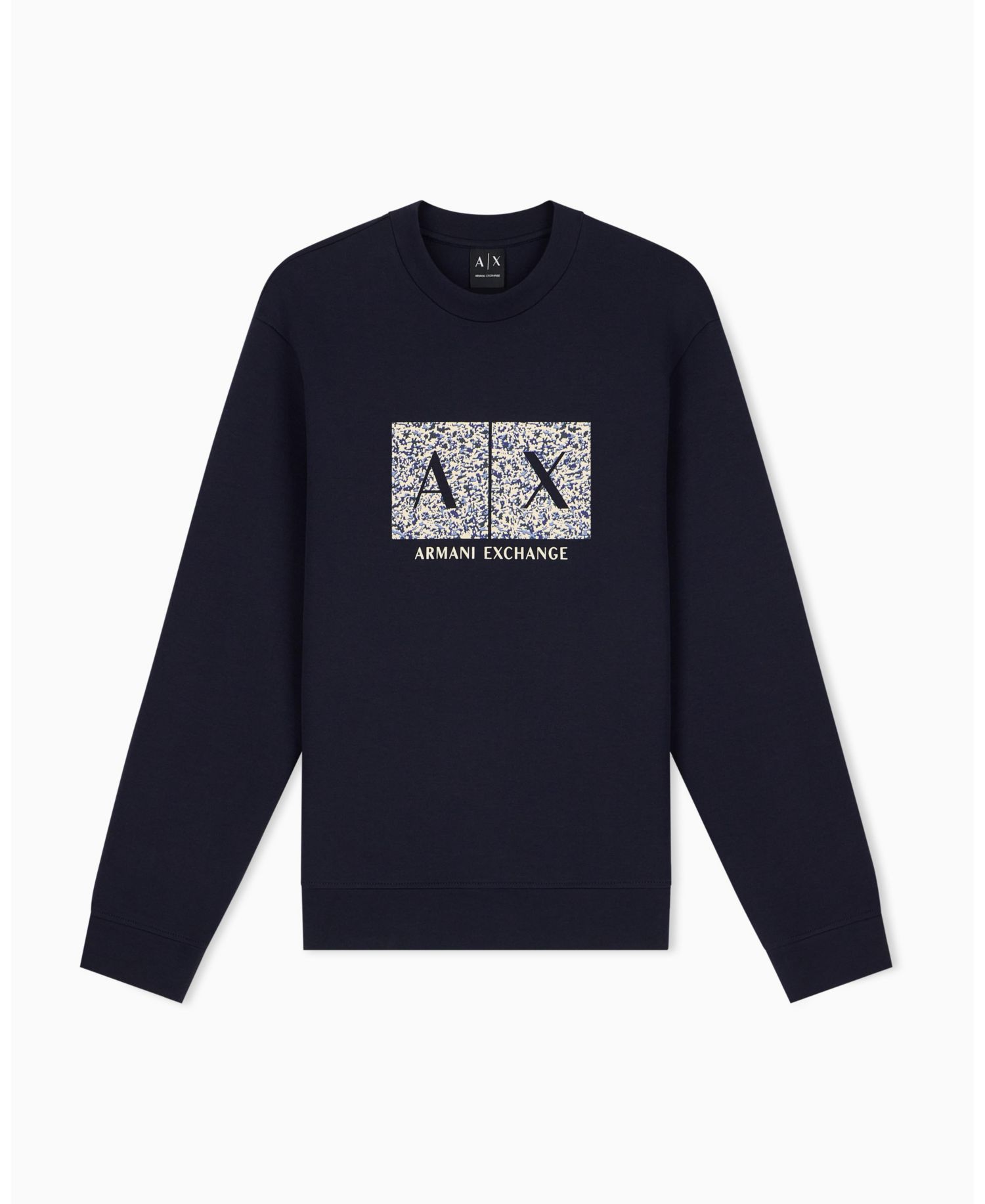 Men's Long Sleeve All-Over Logo Bonded Cotton Crewneck Sweatshirt