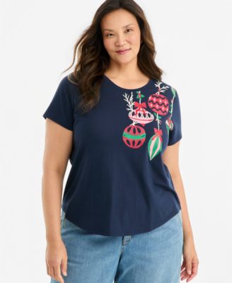 Plus Size Printed Short-Sleeve Crewneck Tee