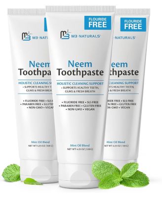 Fluoride-Free Neem Toothpaste with Mint | Herbal Toothpaste | 4.23 oz, Pack of 3