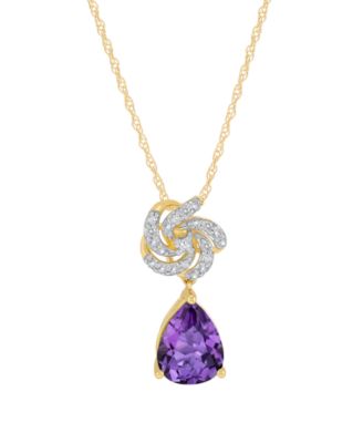 Amethyst (1-3/8 ct. t.w.) & Diamond (1/8 ct. t.w.) Pendant Necklace in 14k Yellow Gold