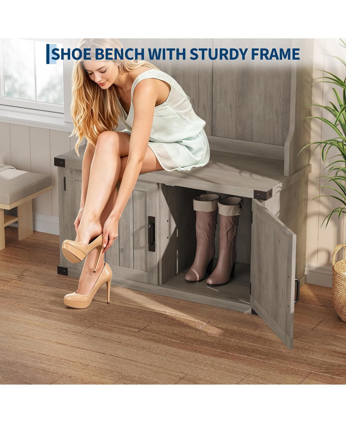 Extra Large 40" Entryway Hall Tree with Bench and Shoe Storage