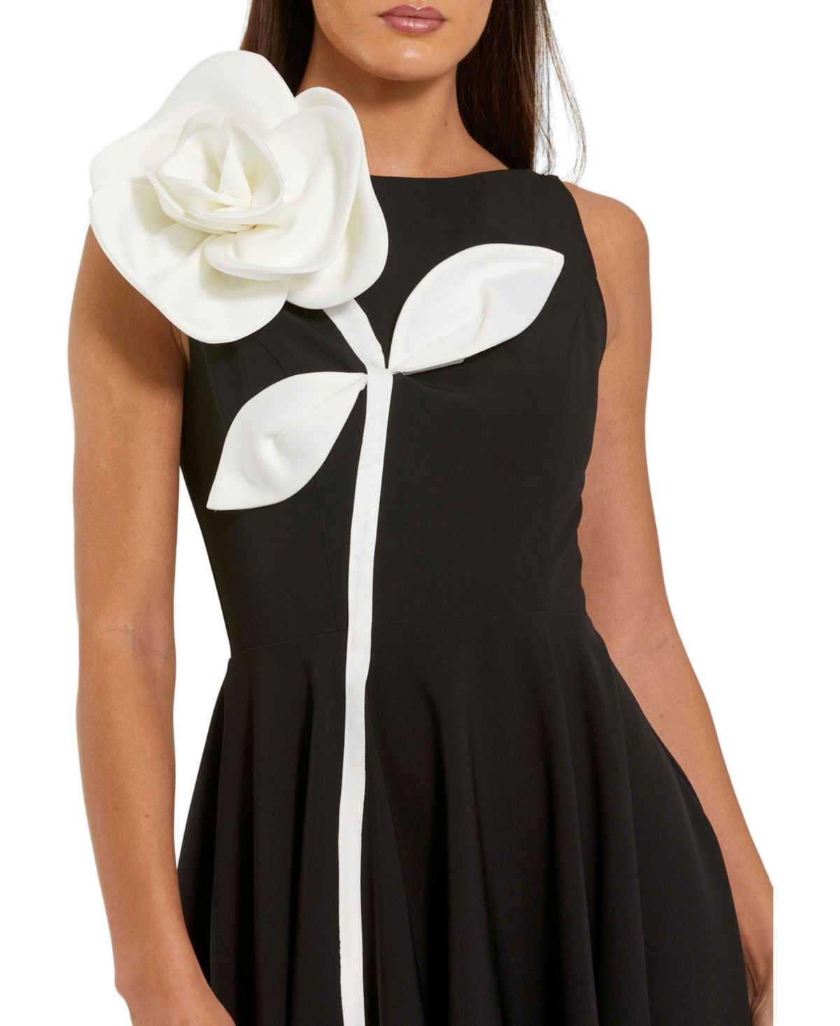 Mac Duggal Women's Floral Applique Sleeveless A-Line Midi Dress