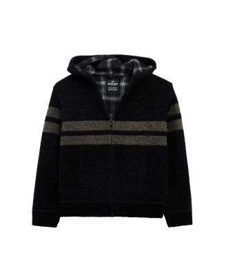 Boy's Size 4-18 Fleece Lined Full Zip Hooded Chenille Knit Sweater