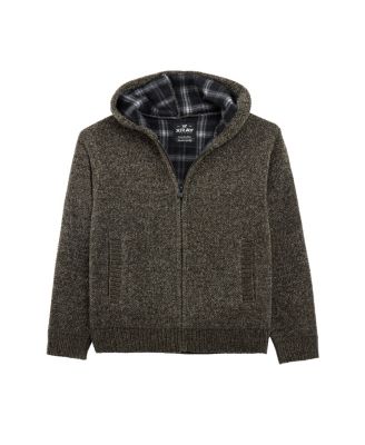 Boy's Size 4-18 Fleece Lined Full Zip Hooded Chenille Knit Sweater