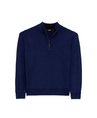 Boy's Size 4-18 Ribbed Knit Quater Zip Mock Neck Sweater