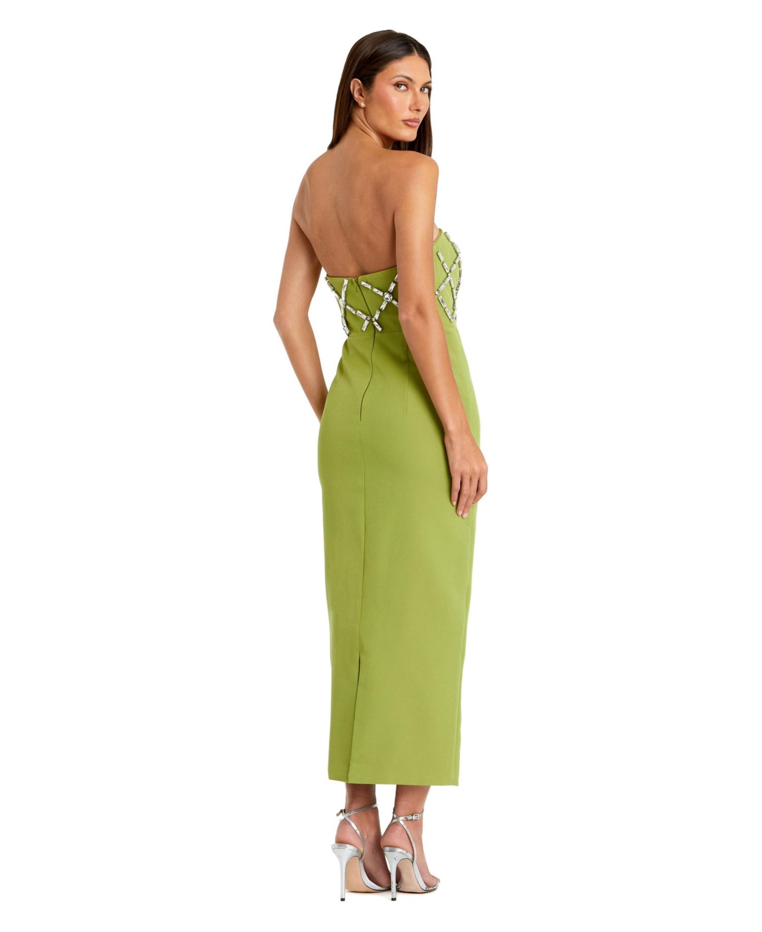 Women's Ieena Strapless Crystal-Embellished Column Midi Dress