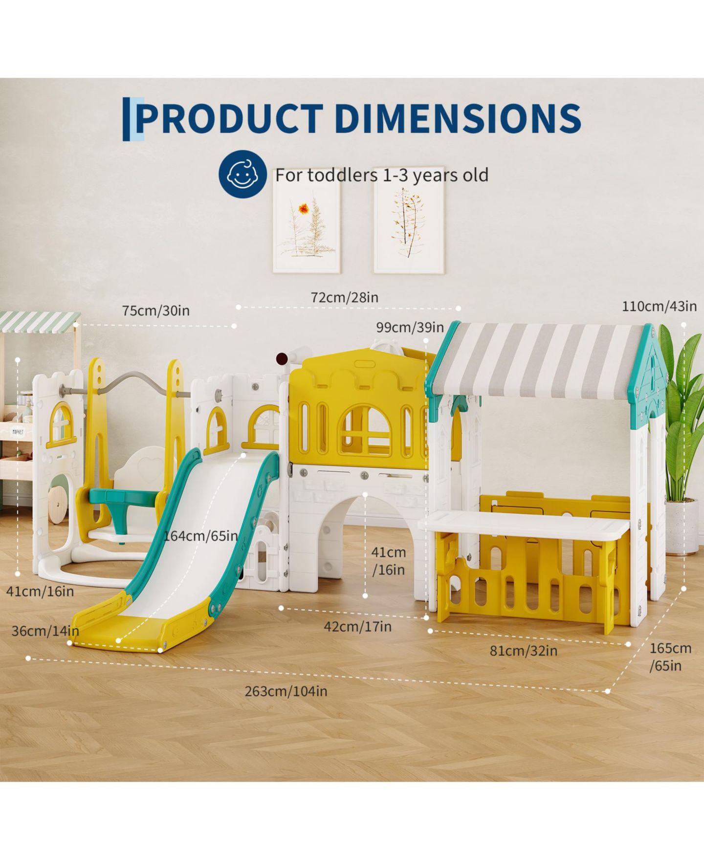 Детские игрушки homfan 4-in-1 Indoor Slide, Tent, Swing and Climbing Ladder Set, Ages 3-6 — фото 2