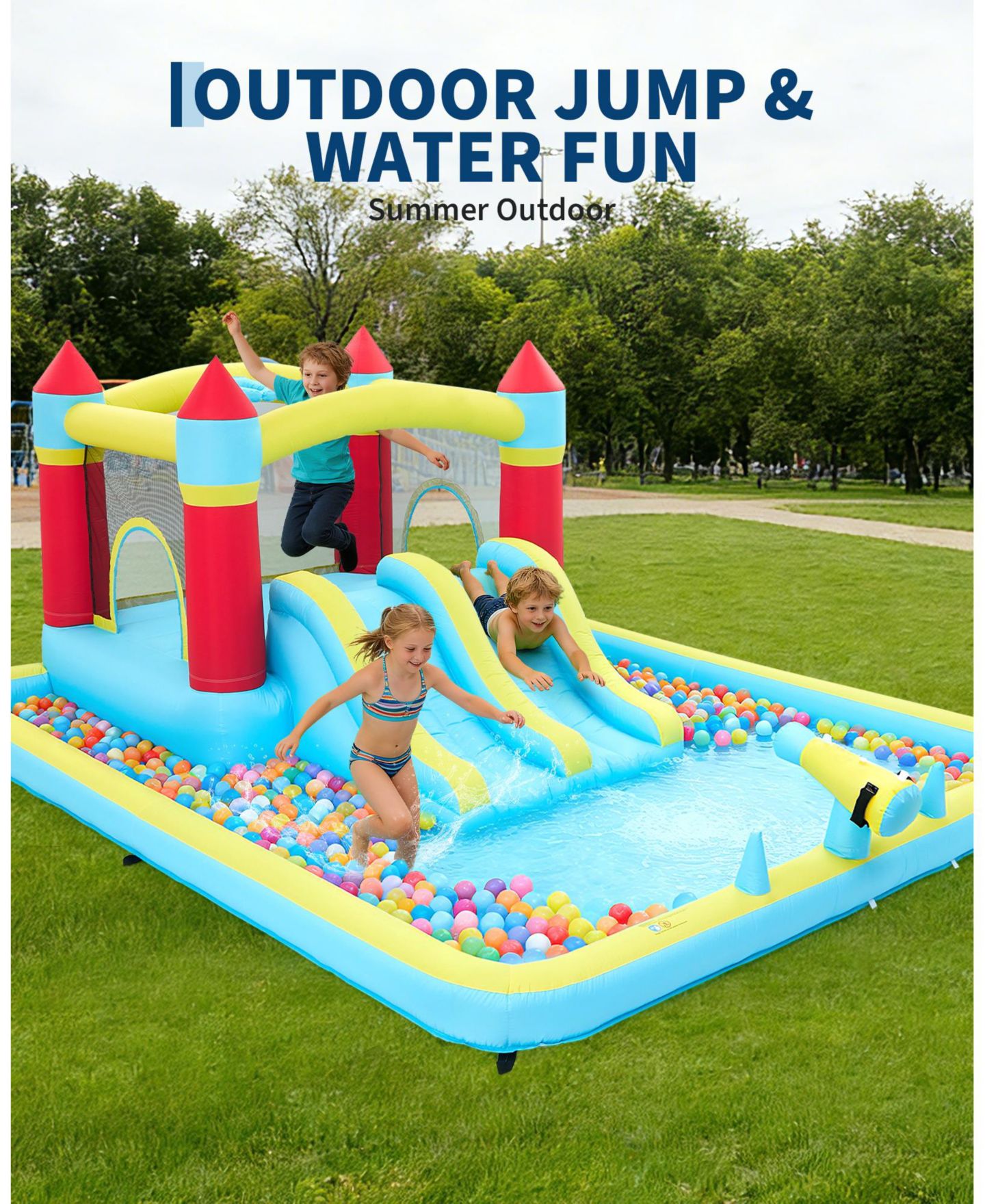 Детская игрушка homfan Inflatable Bounce House with Slide, Blower Included, Ages 3-10 — фото 3