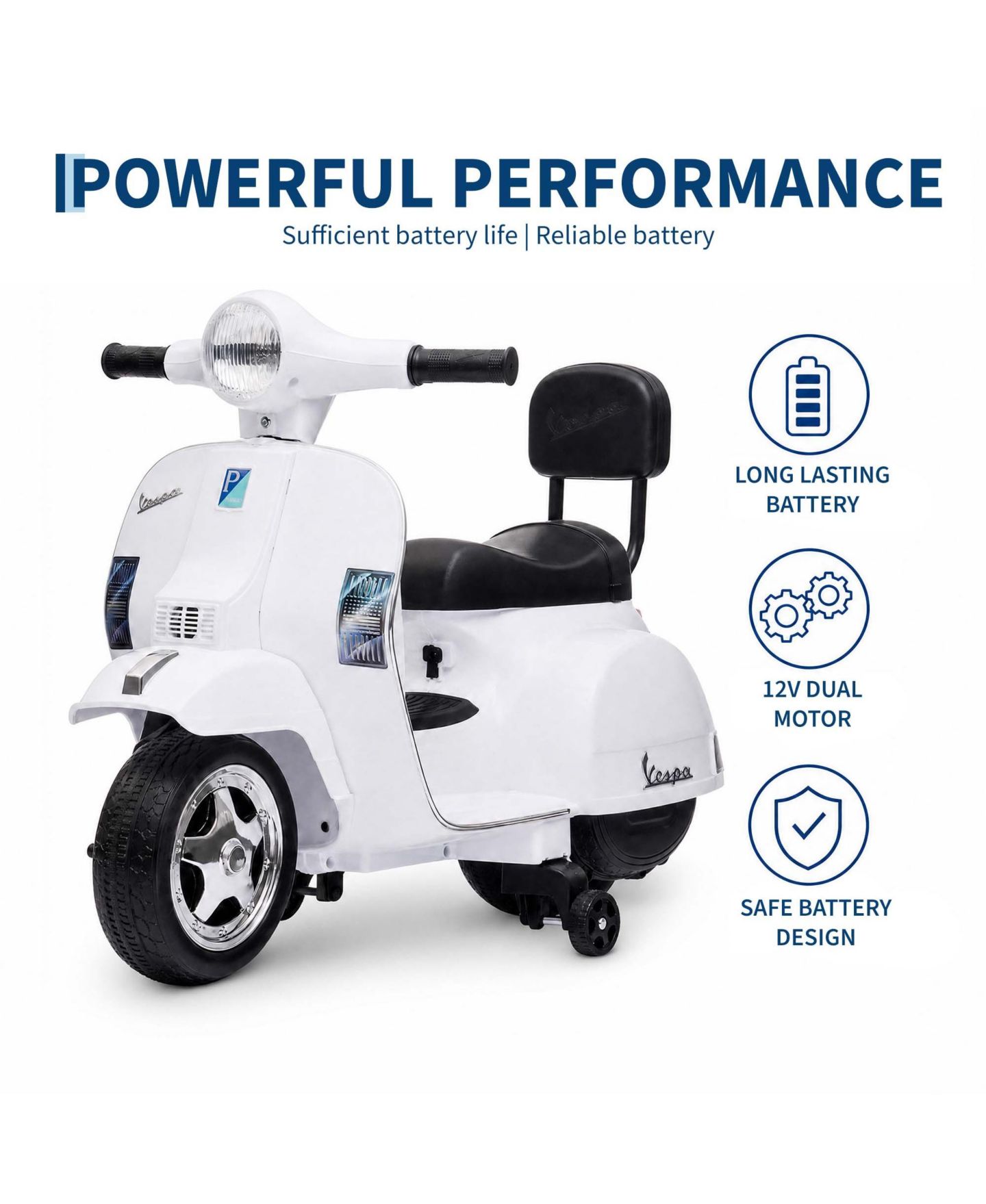 Детская игрушка homfan Vintage Scooter 6V Powered Ride-On Motorcycle, Up to 66 lbs, 3–6 лет — фото 3