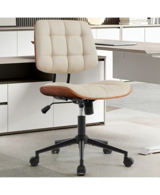 Home Office Armless Desk Chair with Wheels | Modern Adjustable Back, 360 Swivel, Adjustable Seat Height, for Office, Reading Meeting Room