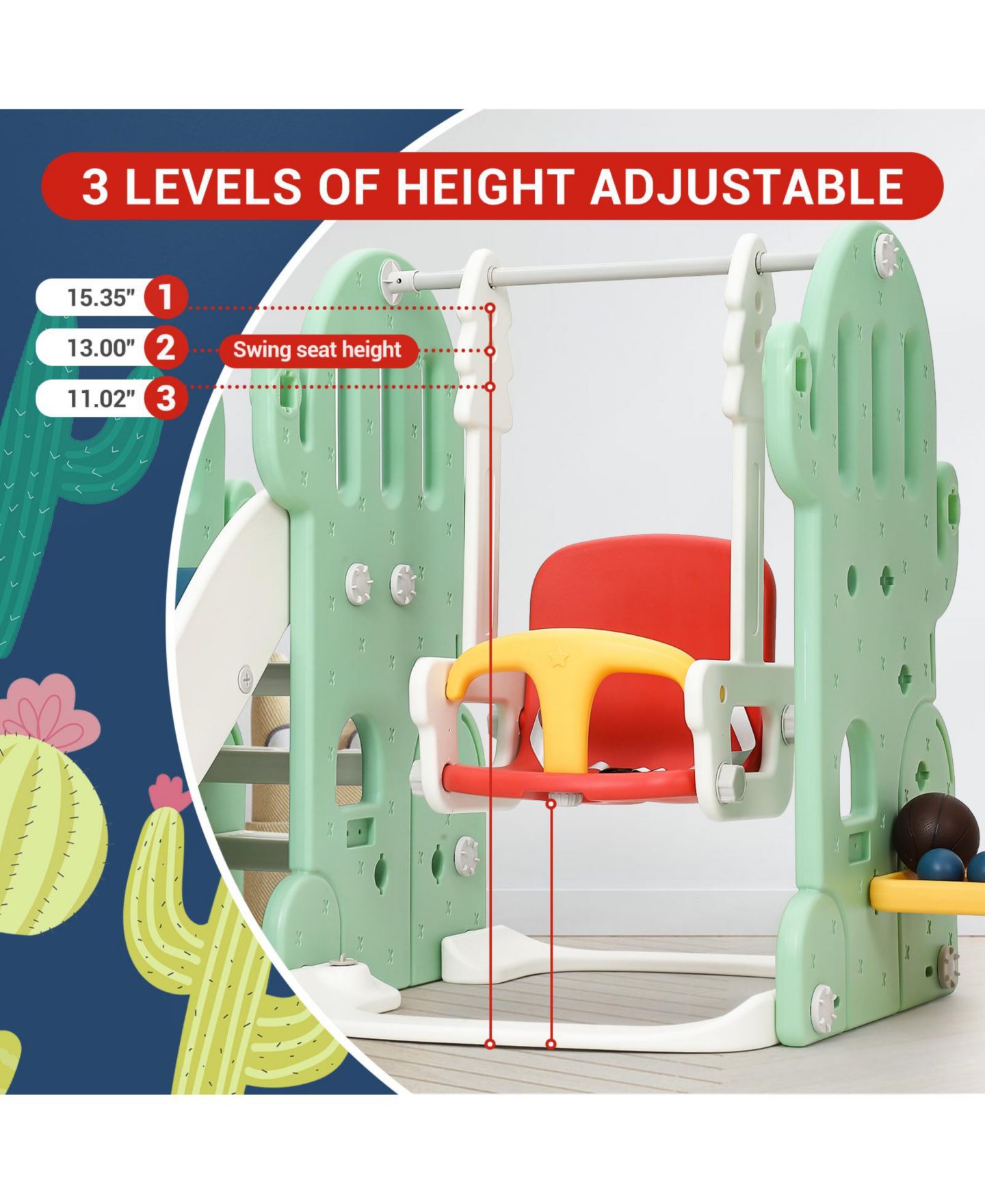 Детские игрушки homfan 5-in-1 Cactus Playground Set, Ages 3-8 — фото 4