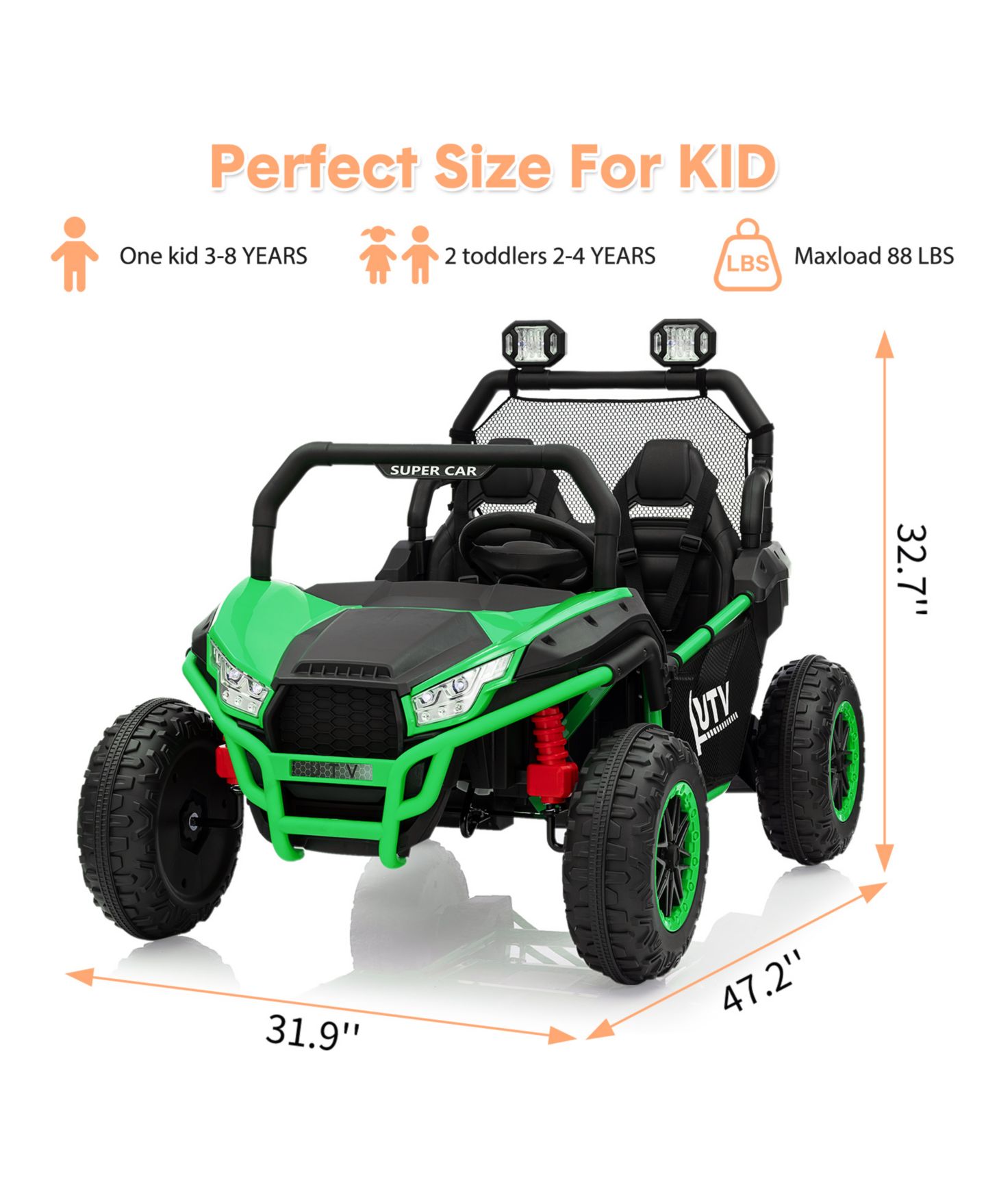Детская игрушка homfan Dual Seat 24V 4WD Kids Ride-On UTV, 2-Seater, Ages 3-6 — фото 3