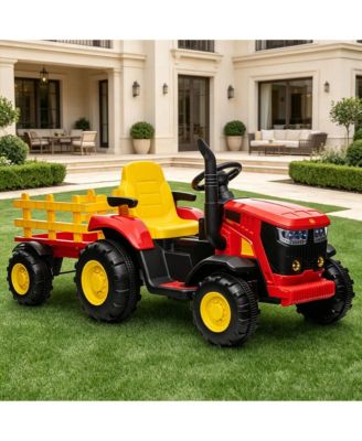 Battery-Powered Remote-Control Ride-On Tractor with Detachable Trailer, 54"L x 20"W x 21"H, Up to 66 lbs, Ages 3-6