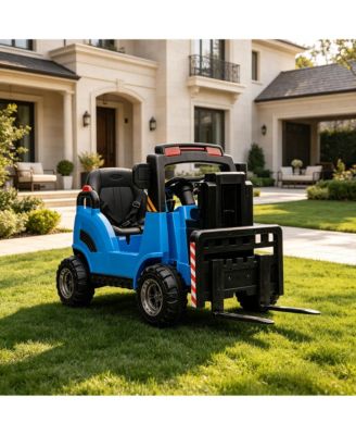 12V Forklift Truck Battery-Powered Remote-Control Ride-On with Working Lifting Forks, 66 lbs Capacity, Ages 3-6