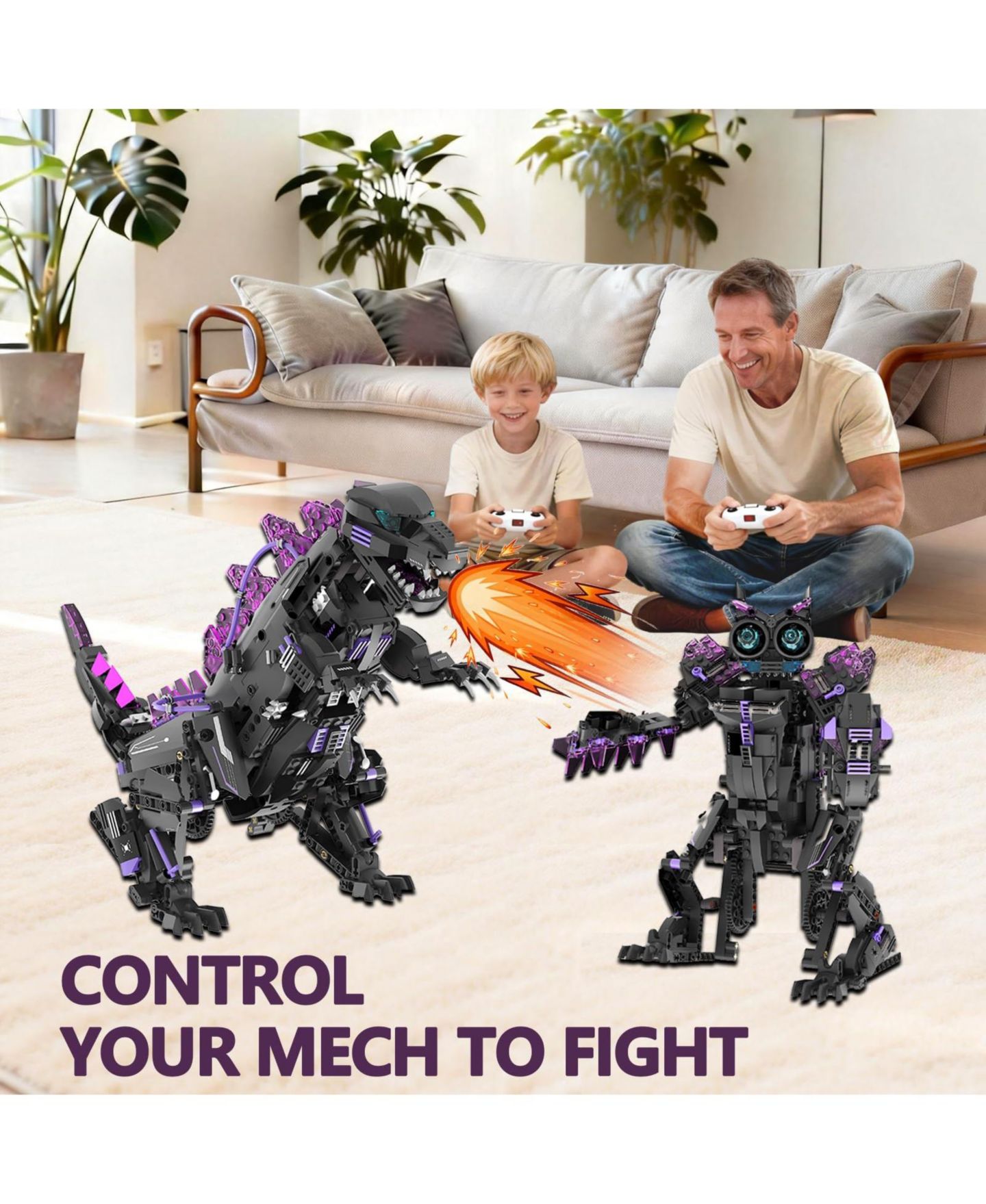 Детские конструкторы homfan Dinosaurs 5-in-1 Remote Control Building Blocks Set, Ages 6+ — фото 2
